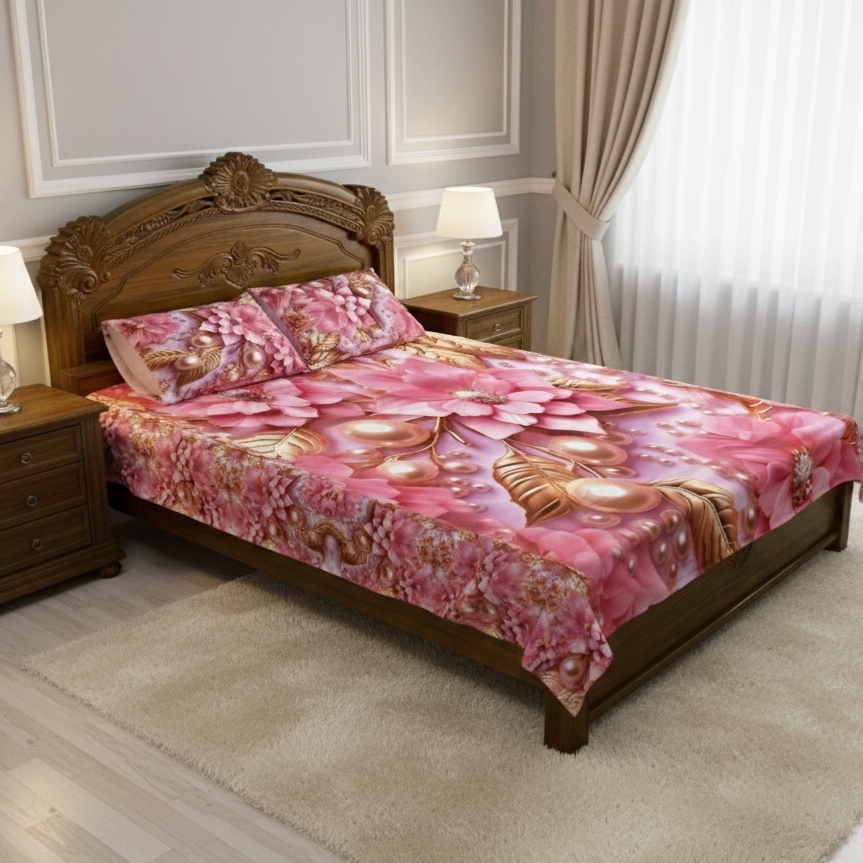 Premium 3D Design China Velvet Bed Sheet