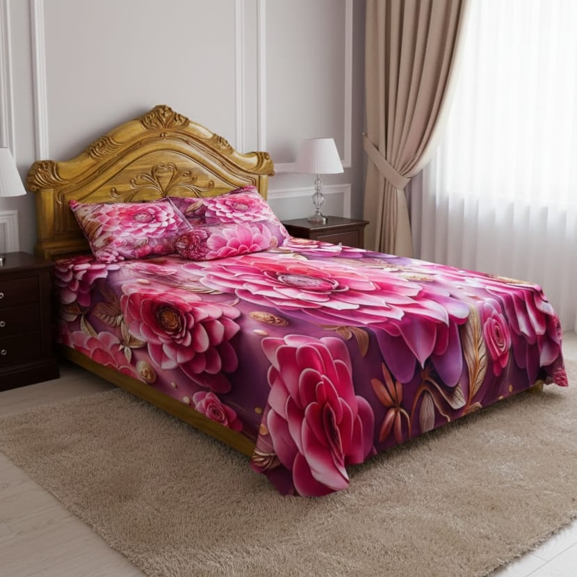 Premium 3D Design China Velvet Bed Sheet