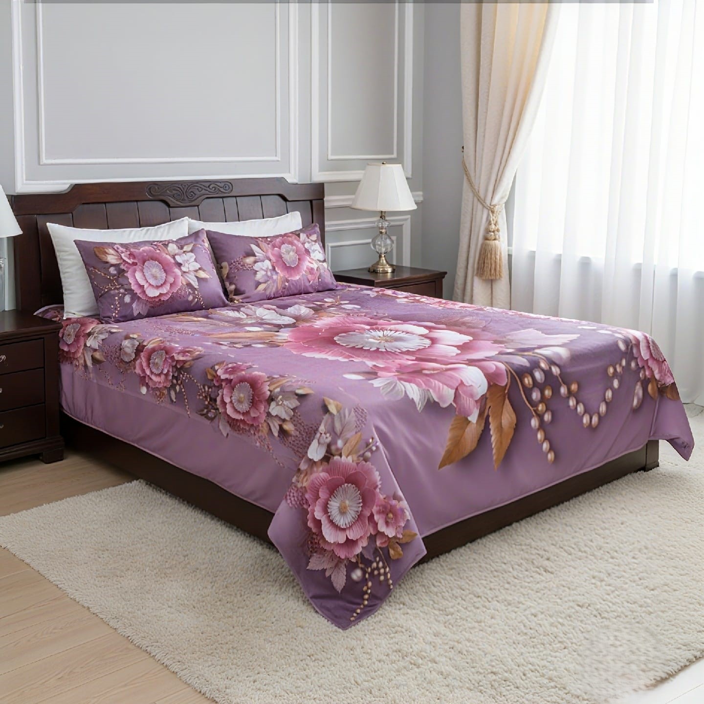 Premium 3D Design China Velvet Bed Sheet